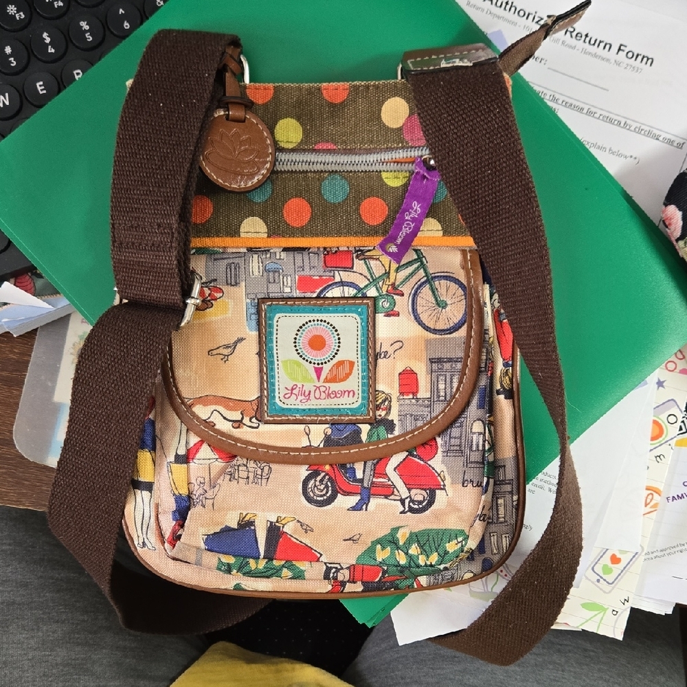 Lily Bloom Colorful City Print Crossbody Bag